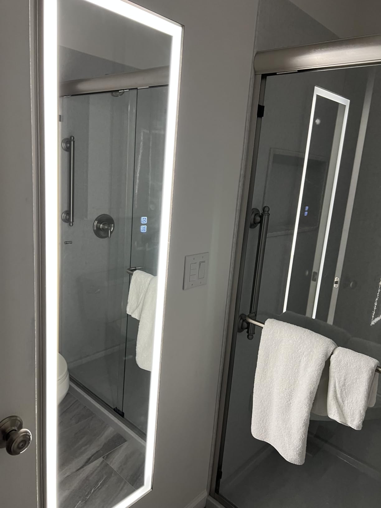 20x32 Lights Medicine Mirror Cabinet, Beveled Brushed Nickel Frame | Lighted Aluminum Bathroom Cabinet, Surface or Recessed Mount, Dimmable 3 Color Temp, Defog, Outlet, Clock, Sensor Inner Light customer photo 1