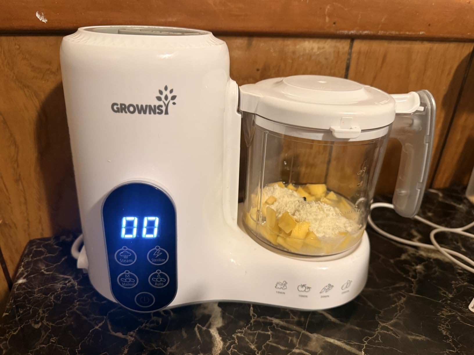 Grownsy Baby Food Maker with Steam Basket, One Step Baby Food Processor Steamer Puree Blender Grinder Mills Machine, Auto Cooking Grinding and Sterili-zing for Healthy Homemade Baby Food, White customer photo 2