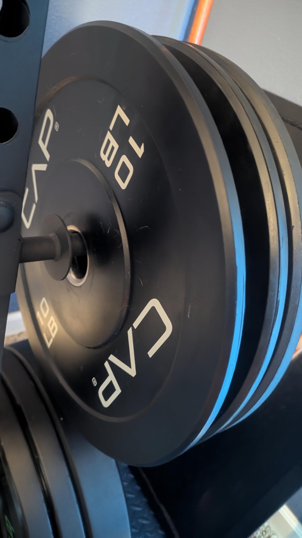 CAP 2-inch Olympic Bumper Plate Weight Set | 100-370 lbs | Multiple Colors | Storage Rack Optional customer photo 1