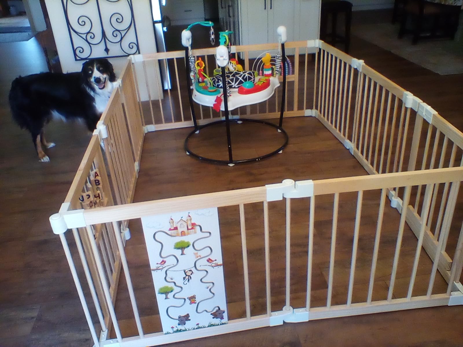 Ulnxiy Wooden Baby Playpen with Toy 56