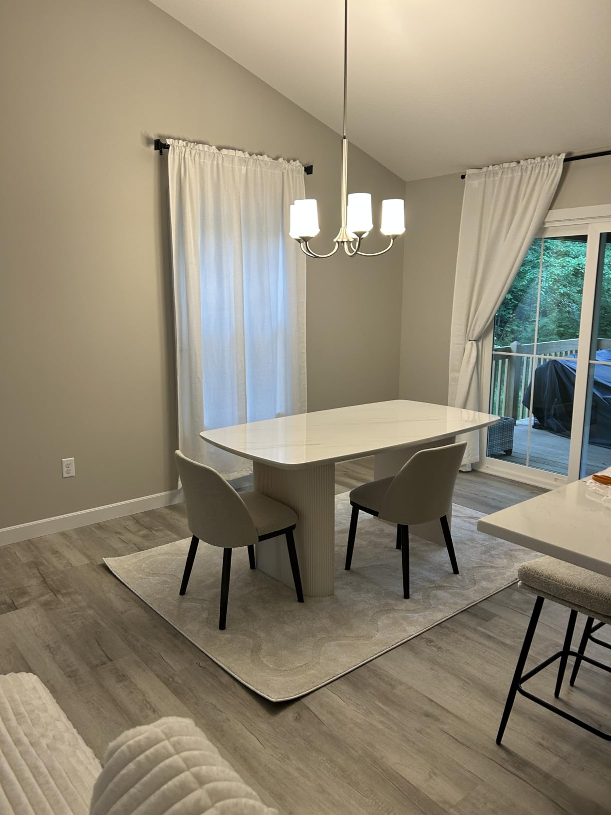 COLAMY Upholstered Dining Chairs Set of 2, Modern Kitchen Chairs with Back, Fabric Side Chair with Wood Legs, Beige customer photo 1