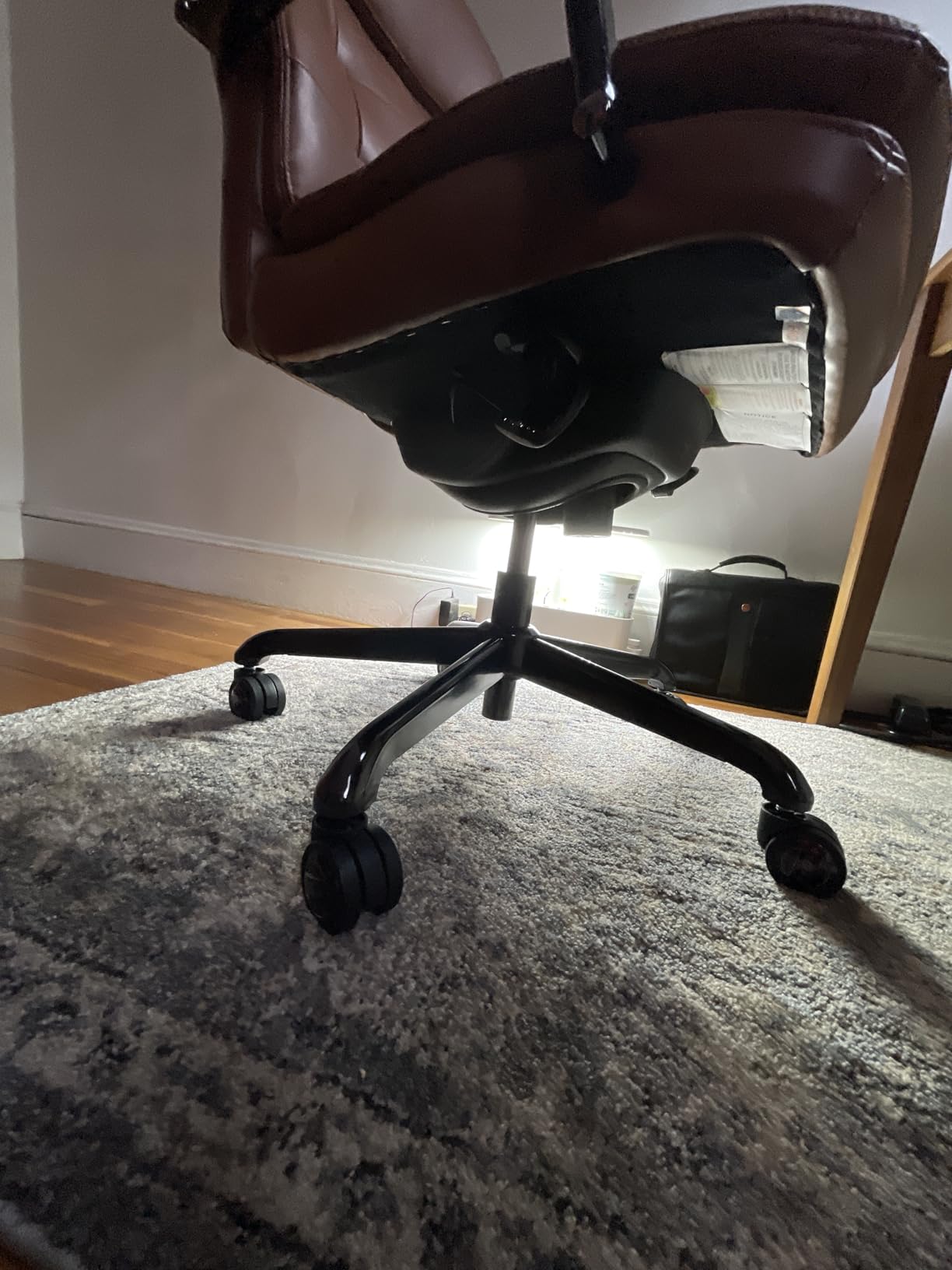 La-Z-Boy Sonata Executive Mid-Back Office Chair, Button-Tufted Seat and Back, Double-Layer Cushion, Padded Armrests, Ergonomic Computer DeskChair, Swivel Metal Base, Bonded Leather, Dark Brown/Chrome customer photo 1