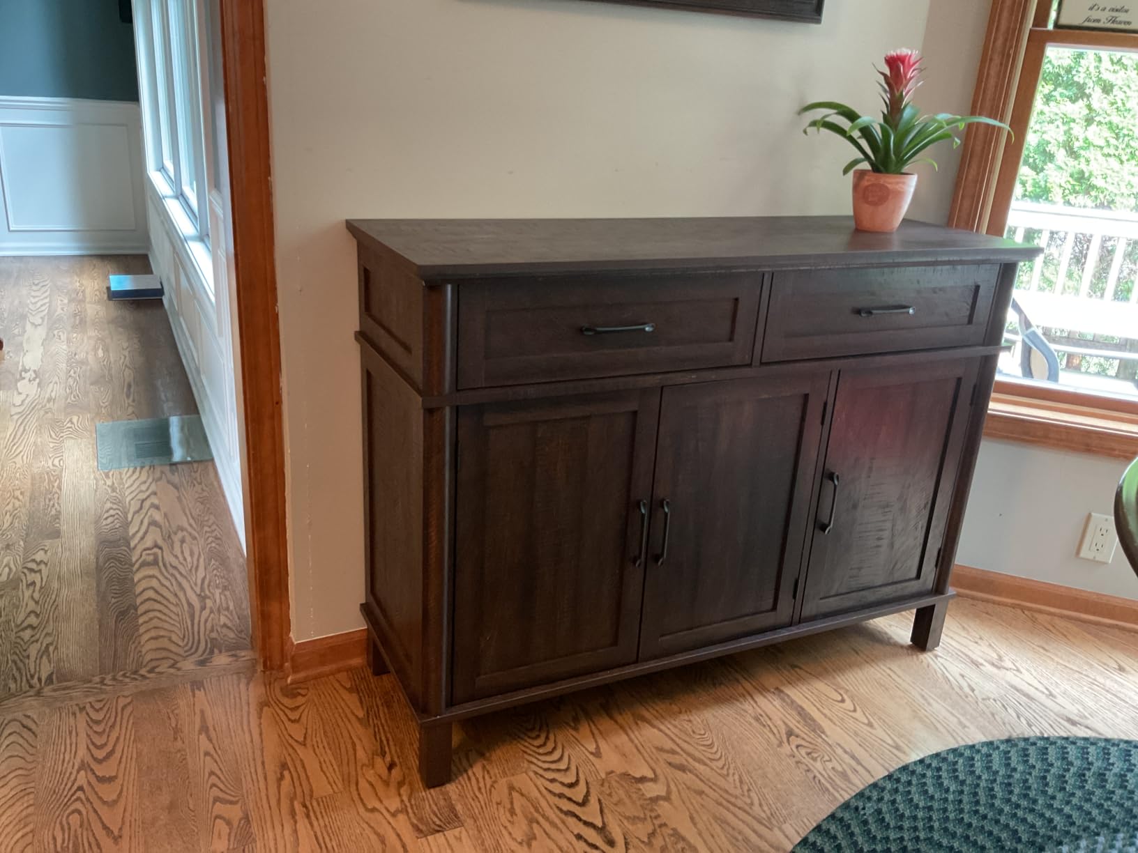 48 Inches Buffet Cabinet with Storage, Farmhouse Sideboard Buffet w/2 Drawers and 3 Doors, Wood Coffee Bar Cabinet with Adjustable Shelves, Sideboard Storage for Kitchen, Living Room, Off White customer photo 1