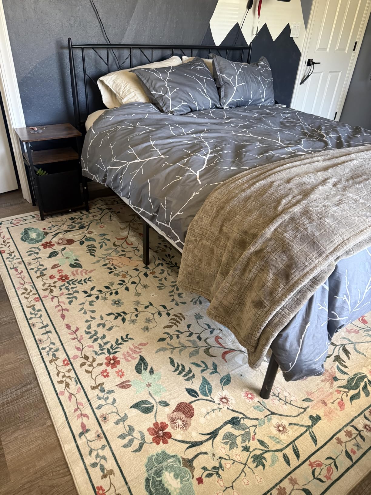 8x10 Area Rugs Washable Rug: Large Boho Living Room Rug Soft Non-Slip Low Pile Carpet Indoor Floor Non-Shedding Neutral Floral Carpets for Bedroom Dining Room Farmhouse Nursery Beige customer photo 1