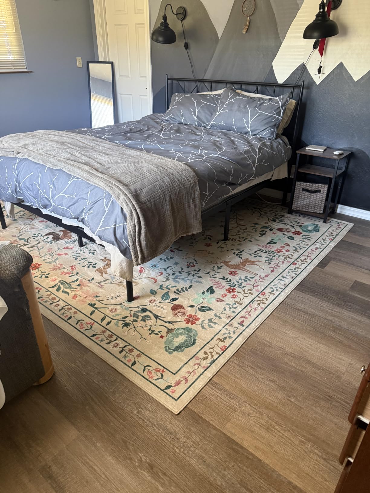 8x10 Area Rugs Washable Rug: Large Boho Living Room Rug Soft Non-Slip Low Pile Carpet Indoor Floor Non-Shedding Neutral Floral Carpets for Bedroom Dining Room Farmhouse Nursery Beige customer photo 2