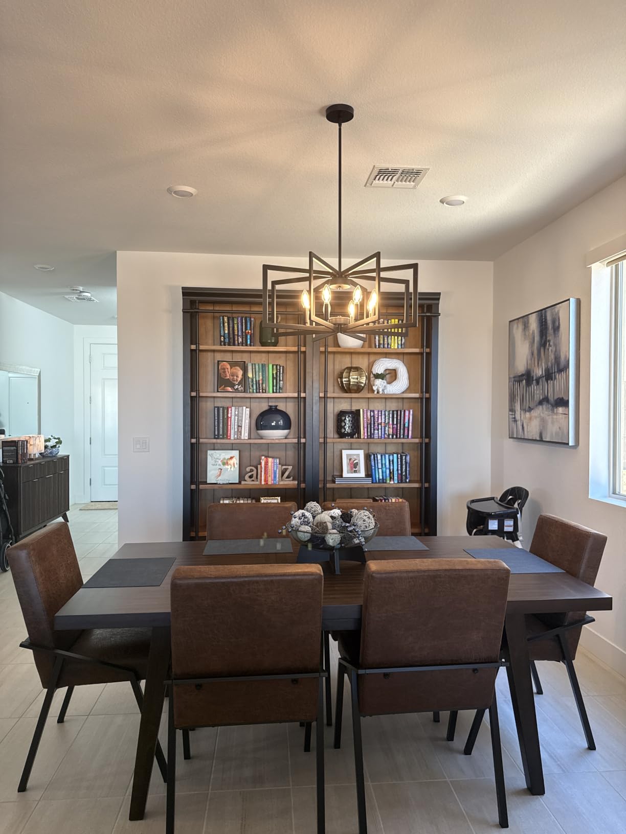 25-61 Height Adjustable Modern Matte Black Chandelier for Dining Room, No Assembly Required Black Dining Room Light Fixture Over Table, Industrial Metal Pendant Lights Fixture for Kitchen Island customer photo 2