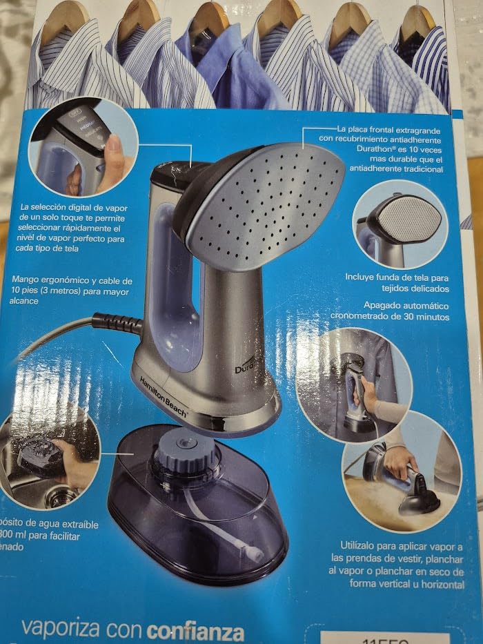 Hamilton Beach Durathon 3-in-1 Travel Steamer for Clothes & Steam Iron | 45 Second Heat-Up with 1700 Watts | 300ml Removable Water Tank | 27 Minutes of Steam | Auto Shutoff | Gray & Blue | 11559 customer photo 2