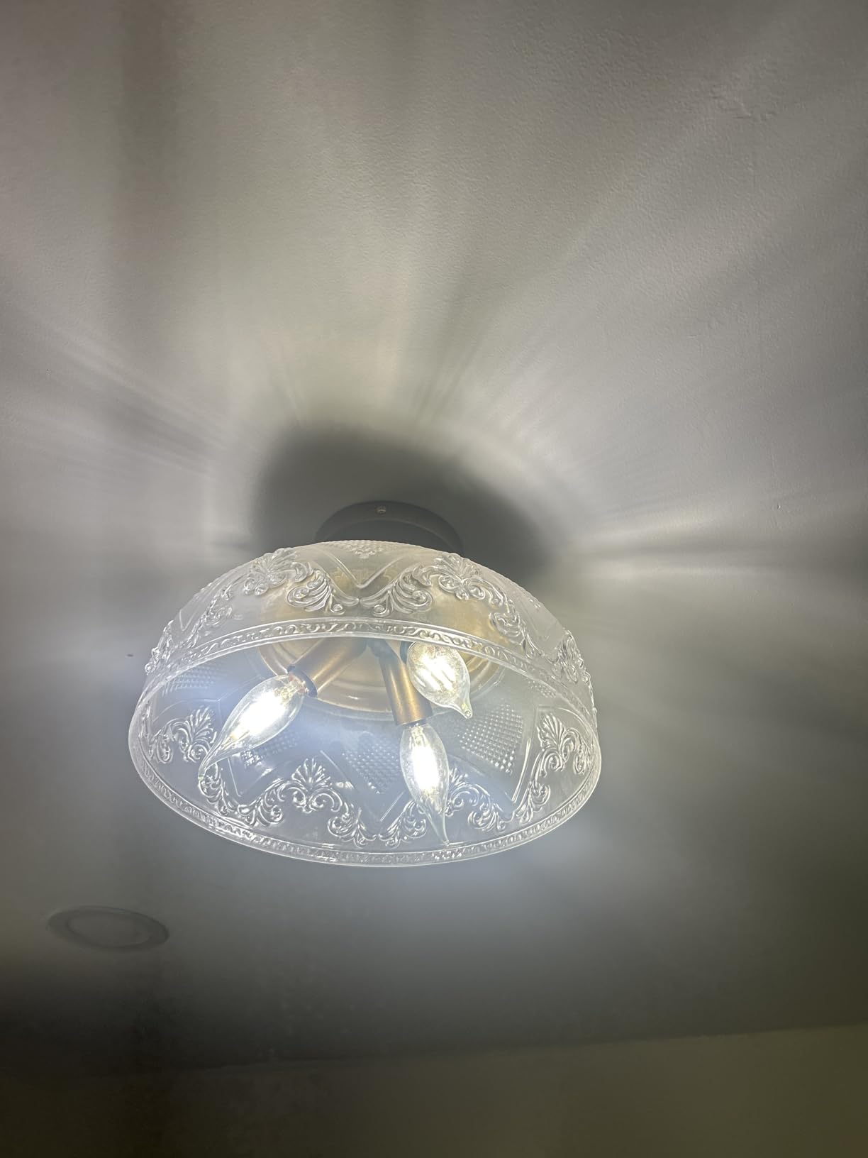Semi Flush Mount Ceiling Light, 12 Inch Large Black Ceiling Light Fixture, 3-Light Globe Glass Industrial Kitchen Lighting Fixtures for Bathroom, Hallway, Dining Room (Bulb Not Included) customer photo 1
