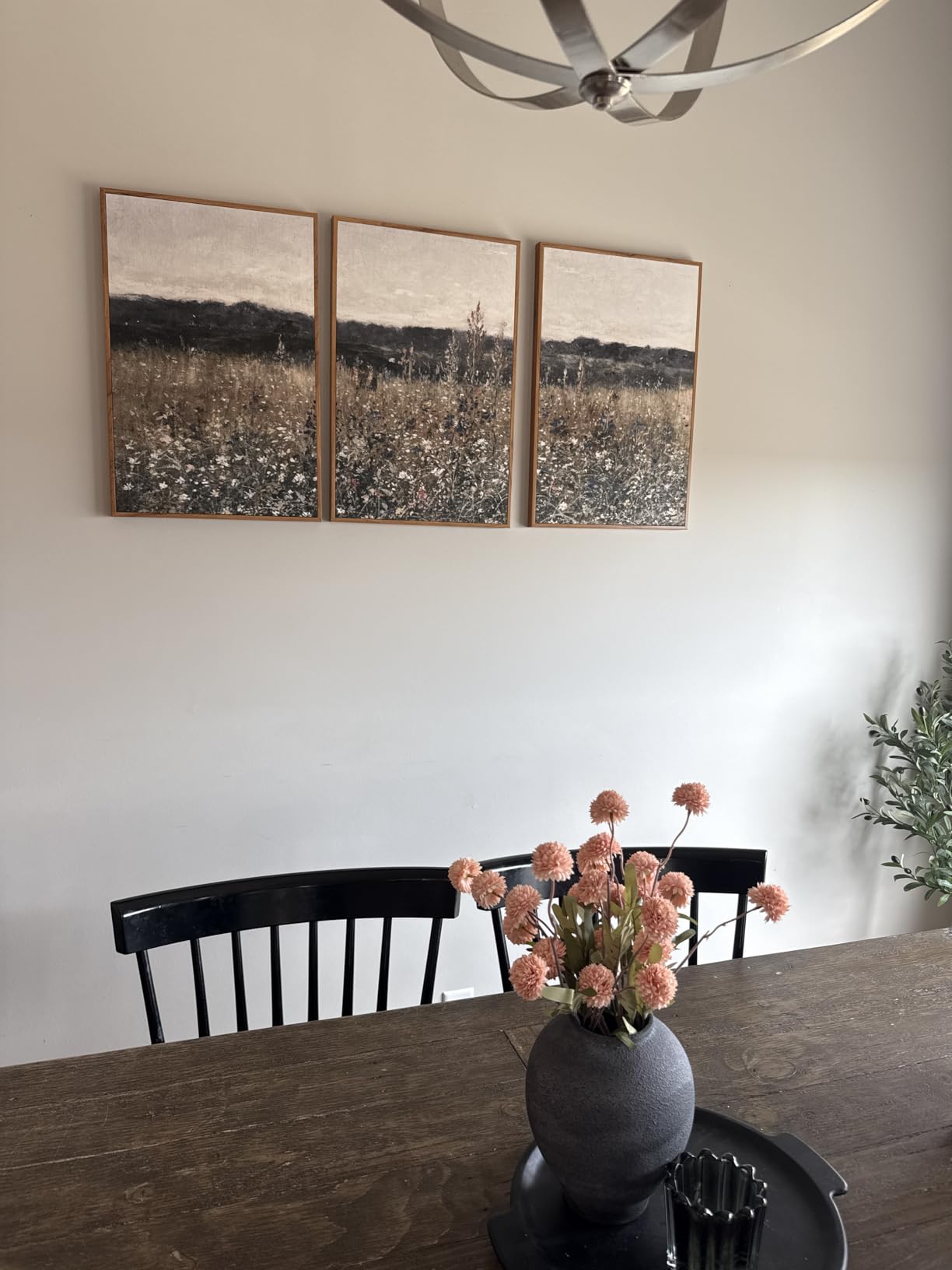 InSimSea Oversized Vintage Landscape Art for Living Room Bedroom, 3Pcs Extra Large French Country Paintings Wall Decor, Rustic Farmhouse Meadow Framed Canvas Prints 16x24in customer photo 1