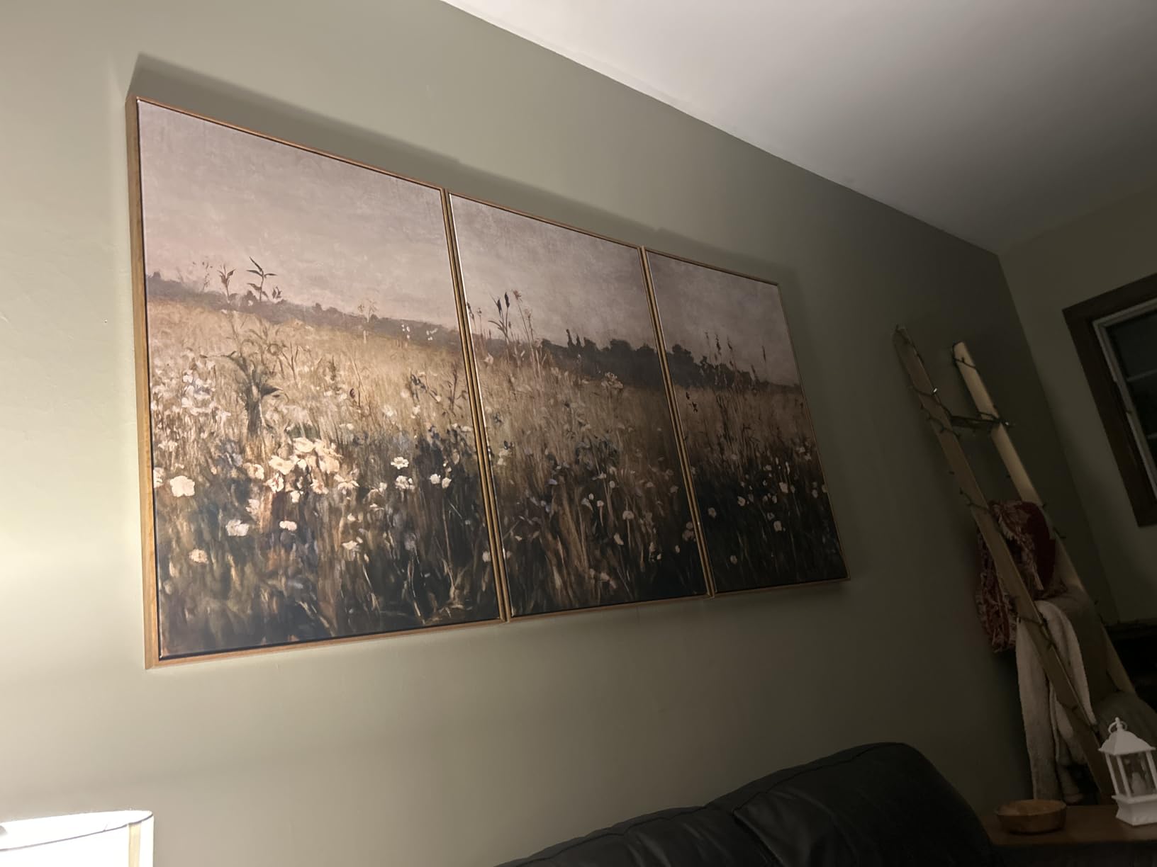 InSimSea Oversized Vintage Landscape Art for Living Room Bedroom, 3Pcs Extra Large French Country Paintings Wall Decor, Rustic Farmhouse Meadow Framed Canvas Prints 16x24in customer photo 2