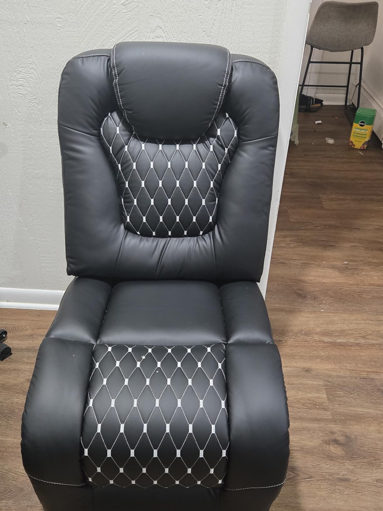 ANJ Recliner Sofa,Power Reclining Couch with USB Ports and Cup Holders - Overstuffed Electric Living Room Seating PU Leather Recliner Sofa Set with Hidden Arm Storage, Easy to Clean (Black) customer photo 2