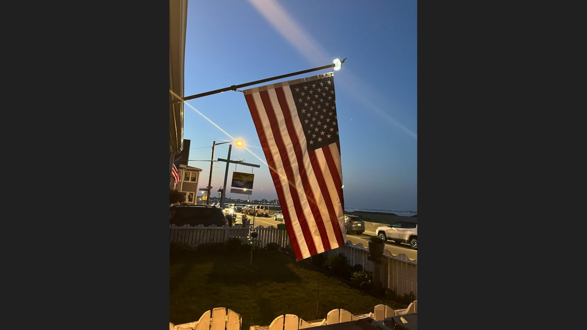 LETSTRY 5FT Flag Pole Kit for Outside House with American Flag & Solar Light, 1