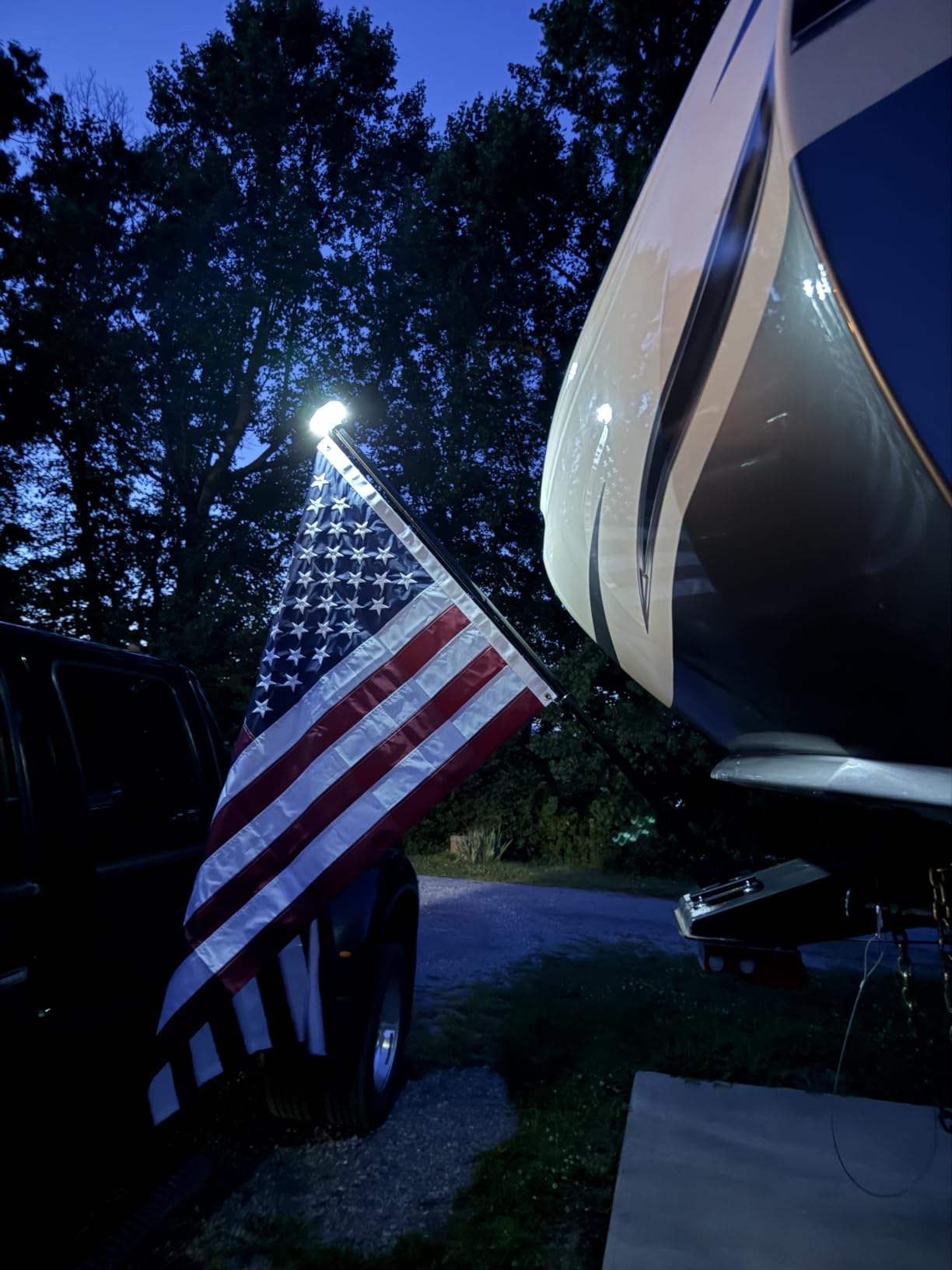 LETSTRY 5FT Flag Pole Kit for Outside House with American Flag & Solar Light, 1