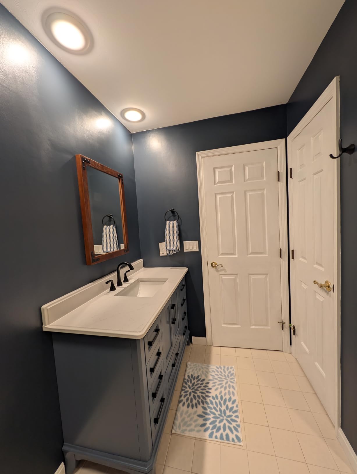 60 Inch Modern Bathroom Vanity with Double Sink, Steel Blue | Solid Wood Fully Assembled Bathroom Sink Cabinet, Soft Close Doors & Dovetail Drawers, Quartz Countertop, Adjustable Feet customer photo 1