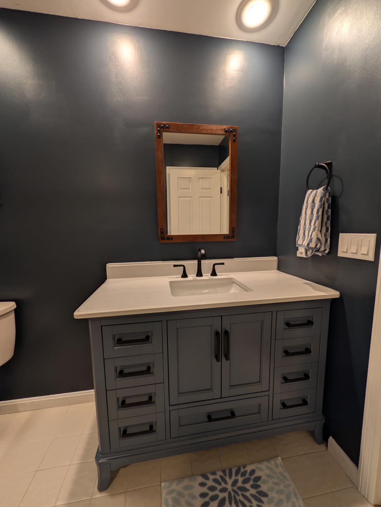 60 Inch Modern Bathroom Vanity with Double Sink, Steel Blue | Solid Wood Fully Assembled Bathroom Sink Cabinet, Soft Close Doors & Dovetail Drawers, Quartz Countertop, Adjustable Feet customer photo 2