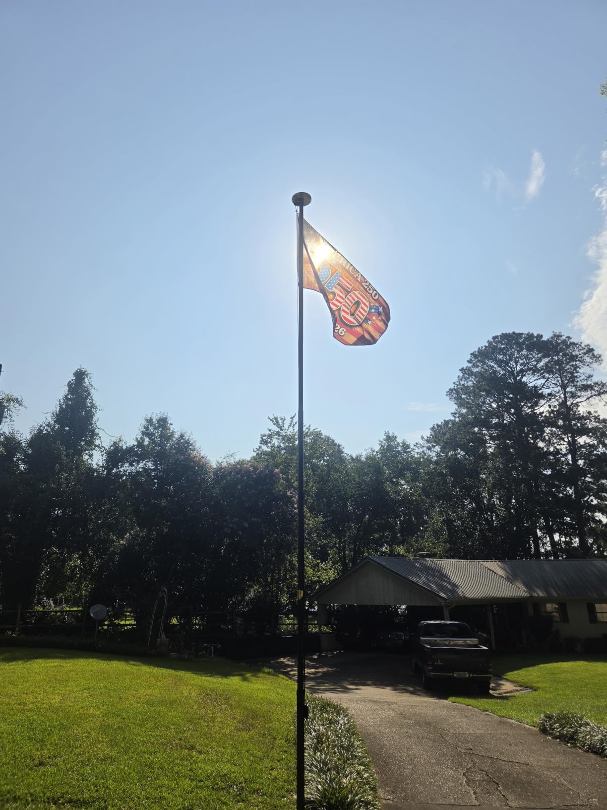 25FT Heavy Duty Flag Pole - Wind-Resistant Tapered Design, 2.7