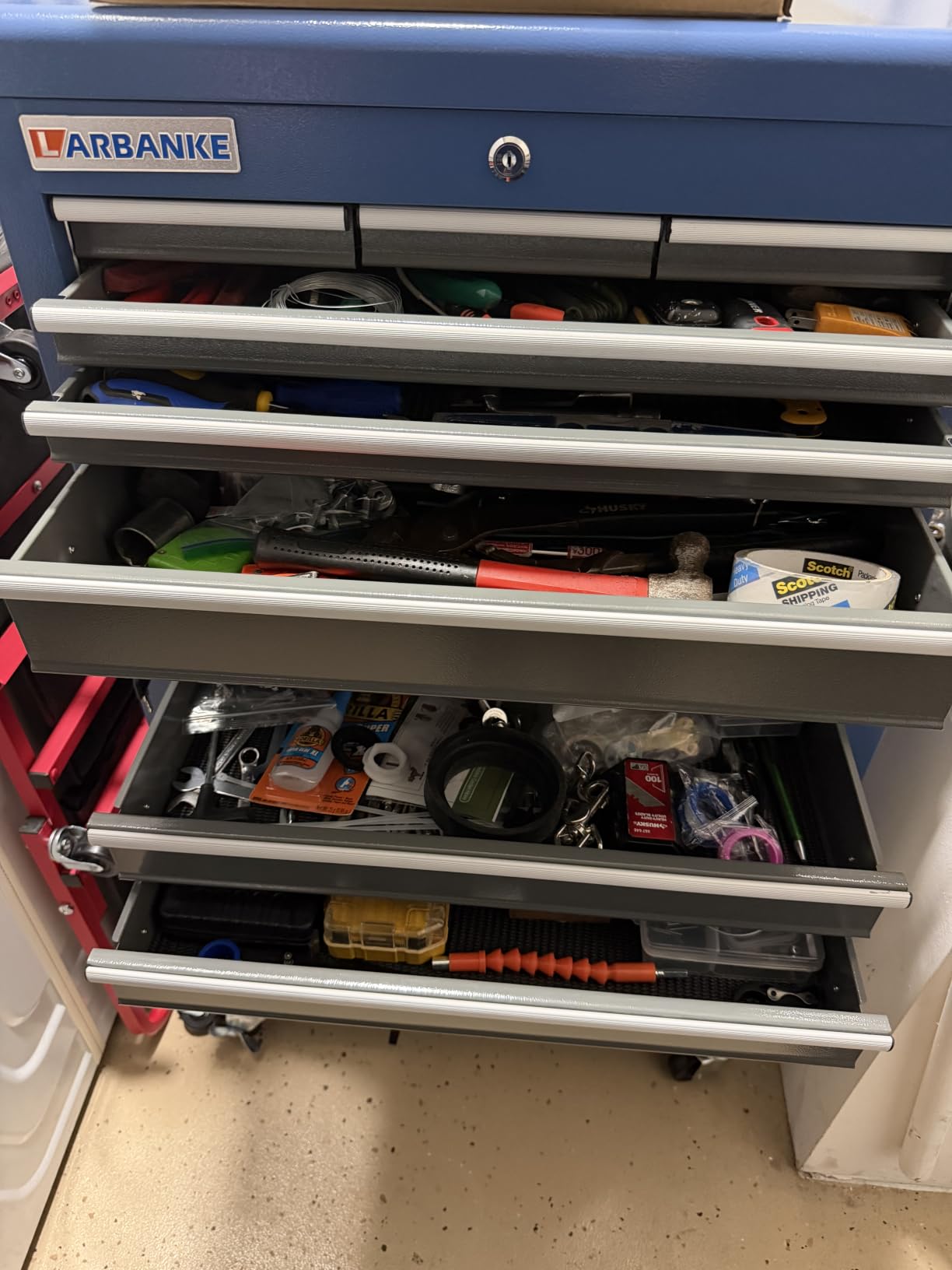 LARBANKE 5-Drawer Rolling Tool Chest with Stainless CounterTop,Tool Chest with Keyed Locking System, with Wheels and Foot Pads,Rolling Tool Cabinet with Drawer Liners,Unique Link Buckle for Connecting customer photo 2