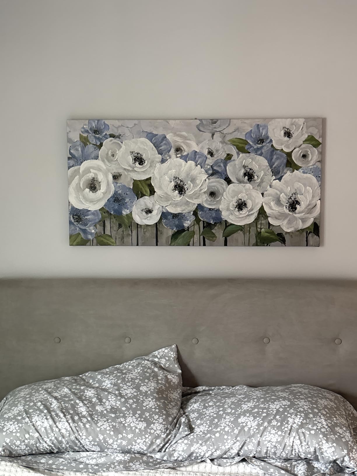 Forest Canvas Wall Art for Living Room - Navy Blue Bedroom Wall Art, Landscape Pictures Wall Decor, Forest Painting, Framed Nature Tree Artwork Walls 29×58IN customer photo 1