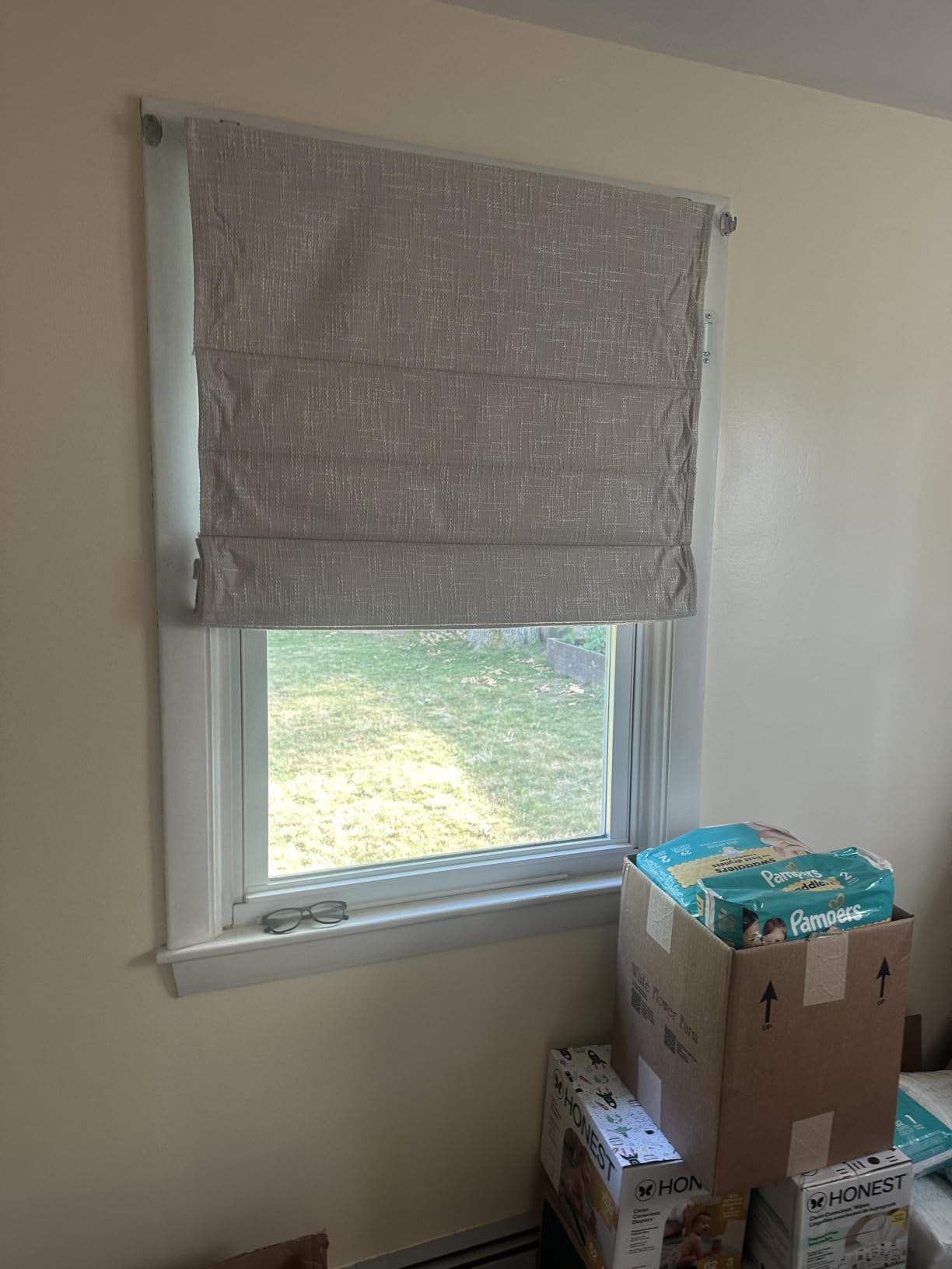 Madison Park Roman Shade, Blackout Blinds Thermal Insulated, 31x64 Linen | Cordless Roman Shades for Indoor Windows, Privacy Linen Textured Window Treatment for Living Room, Inside/Outside Mount customer photo 1