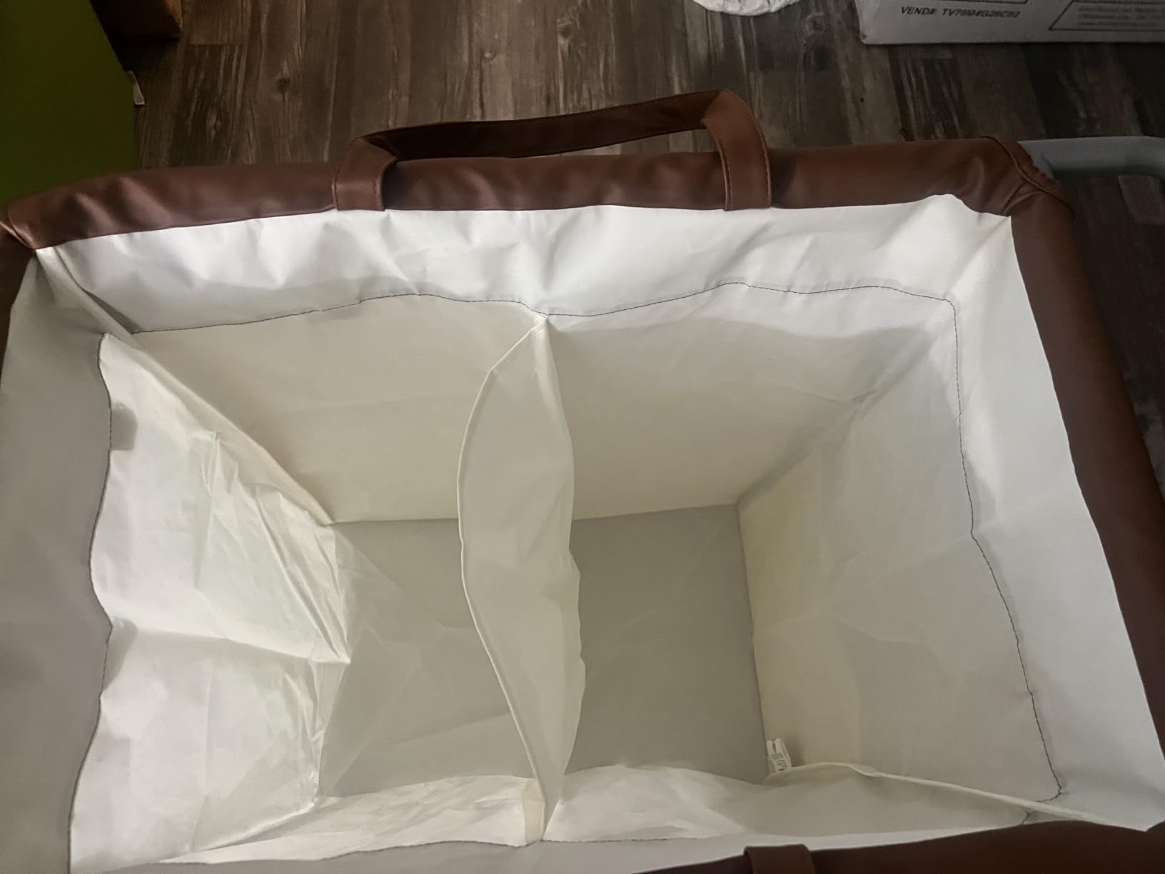 SONGMICS Laundry Basket with Wheels, 4-Section Rolling Laundry Hamper, 68.6 Gallons (260 L), Removable Liner, Steel Frame with Handle, 43.3 x 15.4 x 31.9 Inches, Cream White URLS014W01 customer photo 2