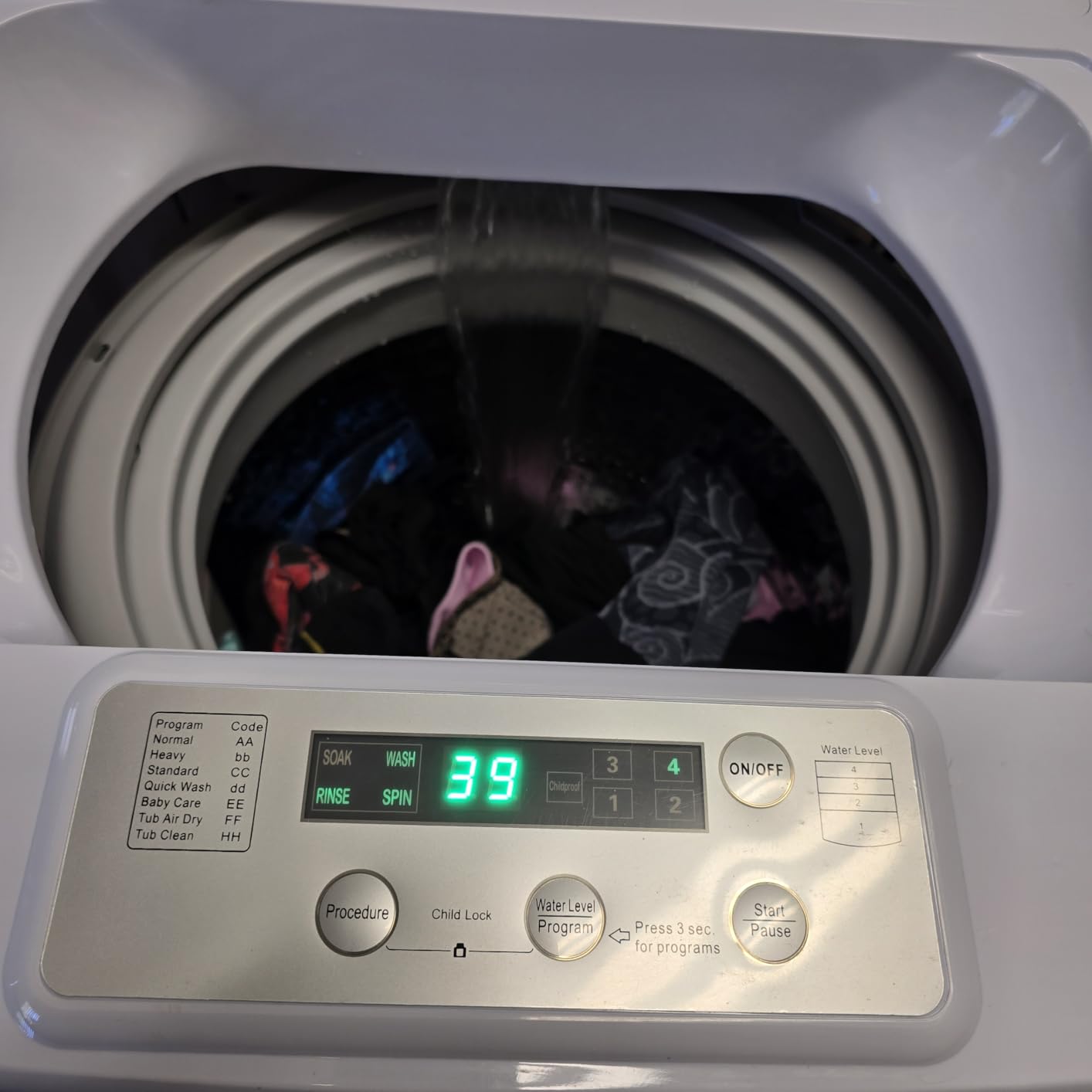 18 lbs Portable Washing Machine, Fully Automatic Portable Washer with LED Display, 7 Wash Cycles, 4 Water Levels, Top Load Washing Machine for Apartment, RV, Dorm, Home customer photo 2