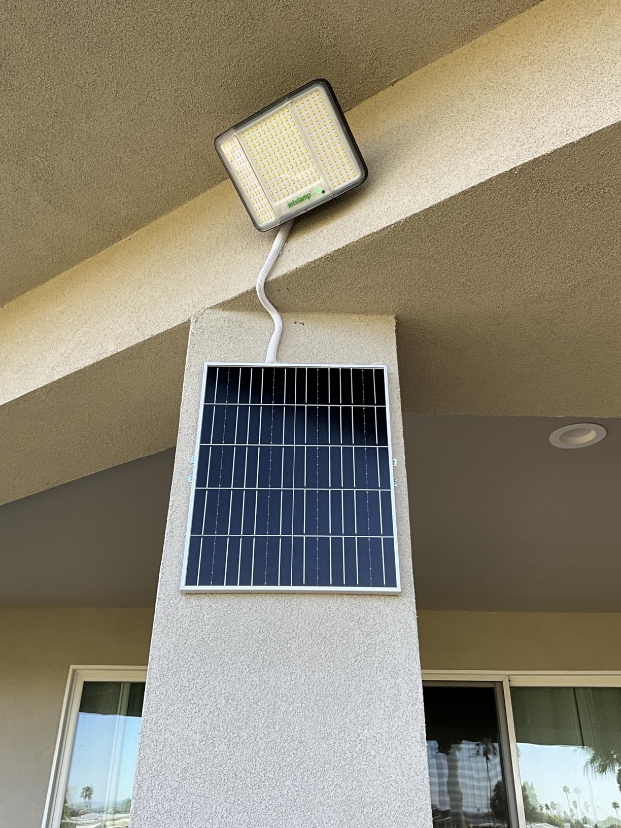 intelamp Solar Flood Lights Outdoor Waterproof, 20000mAh 2000LM Floodlight Exterior with Remote 16.4 FT Cable, 2-12H Timer Dusk to Dawn Security Spots Lighting Outside for Garden Pathway customer photo 1
