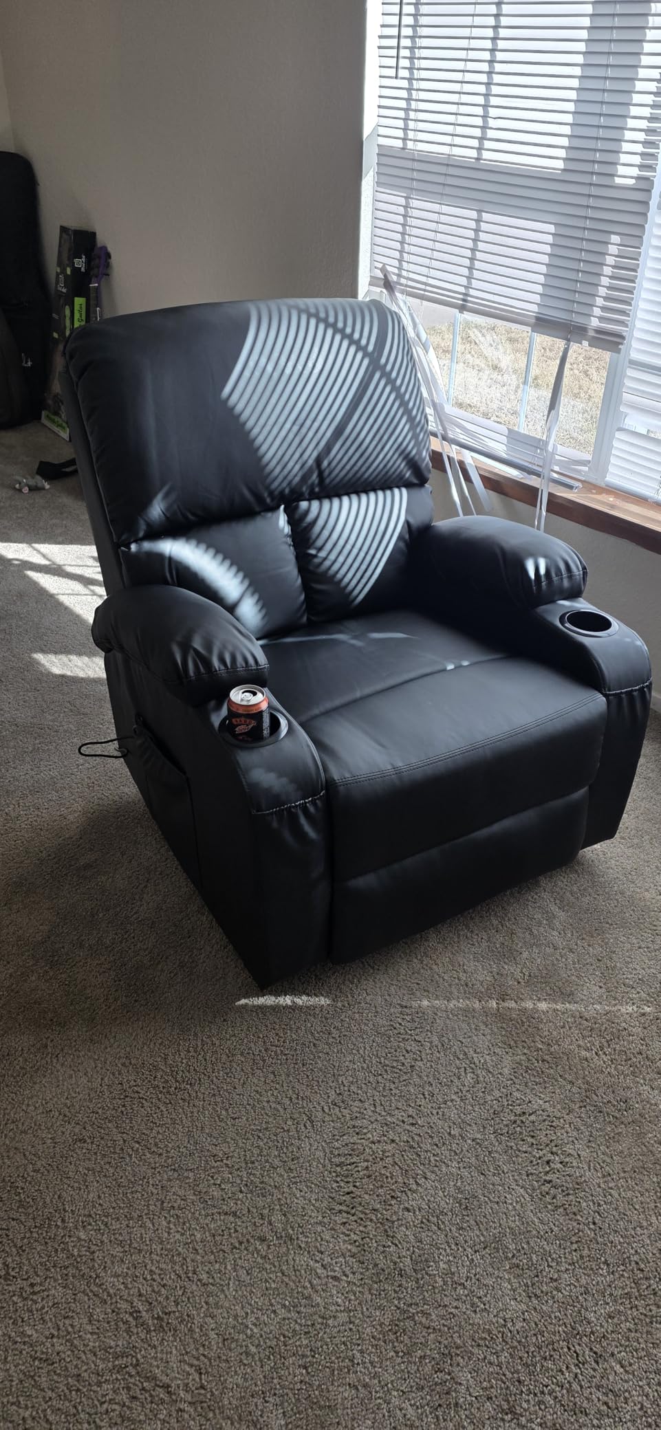 LAFWELL Rocking Recliner Chair, Massage Rocker Recliner Chair with Vibration Massage and Heat, USB and Type-C Ports,360° Swivel Faux Leather Chairs, Living Room, Bedroom, Nursery, RV, Black customer photo 2