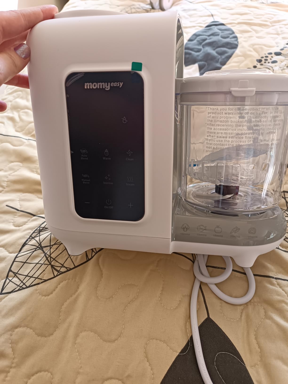 MOMYEASY Baby Food Maker, Baby Food Steamer and Puree Blender, Food Processor Chopper Grinder Steamer in-One, Auto Cooking & Grinding with Touch Control Panel&Self Cleans, BPA-Free customer photo 1