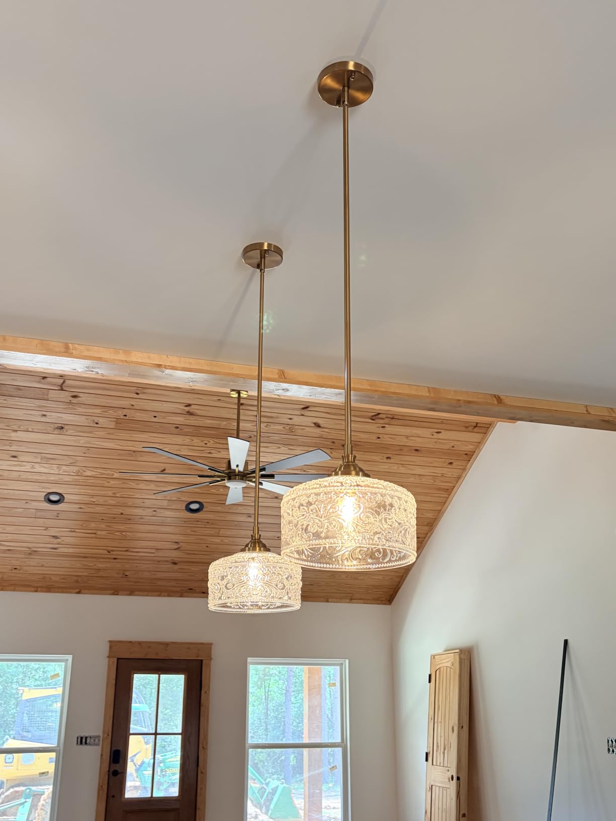 Daunton Black Vintage Pendant Lights Kitchen Island with Glass Over Sink | Adjustable Height Kitchen Light Pendant, Bathroom Pendant Light, Dual Mount Ceiling and Hanging Fixtures, 90 Degree Swivel for Home customer photo 1