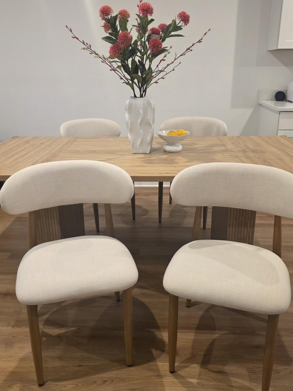UVV Dining Chairs Set of 2, Metal Kitchen Chairs with Modern Fabric Upholstered for Dining Room, Beige customer photo 1