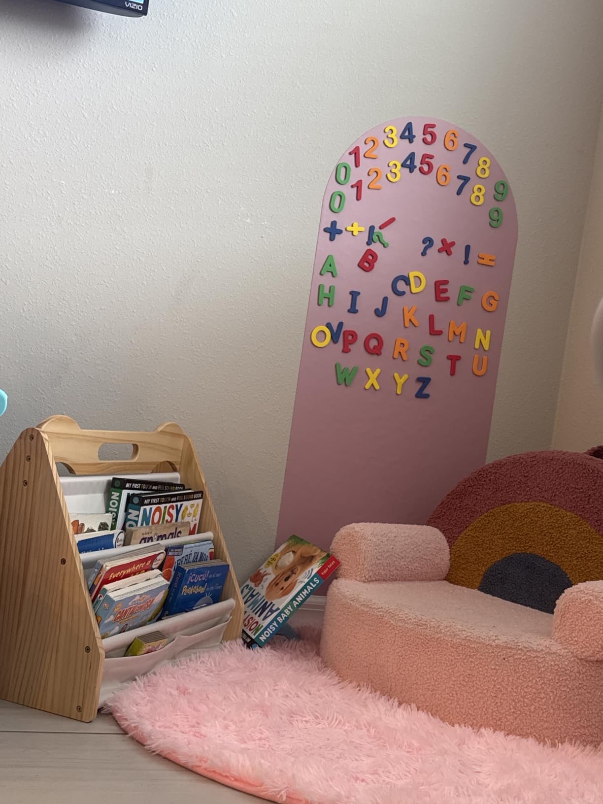 Solid Pine Wood Kids Bookshelf, Double-Sided Nursery Book Shelves, Portable Toddler Bookshelf, Montessori Bookcase, Book Shelf for Kids Rooms, Childrens Book Storage Display for Bedroom Classroom customer photo 2