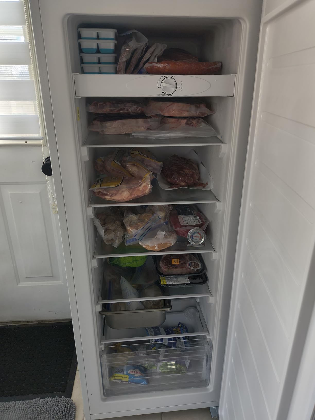 Upstreman 7.0 Cu.Ft Upright Freezer Large Capacity Stand Up Freezer White | 5 Adjustable Shelves, Convertible Refrigerator/Freezer, Reversible Door for Home, Basement, Apartment customer photo 2