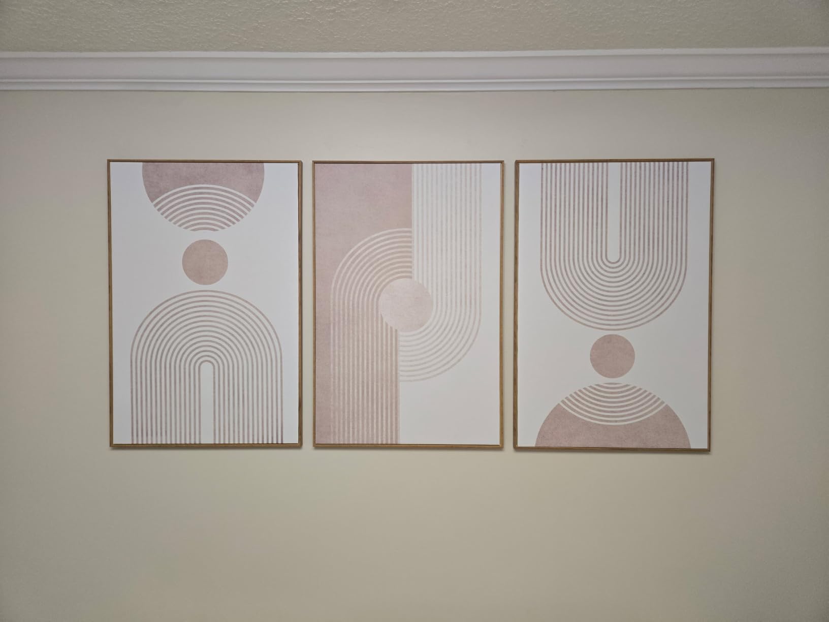 Large Abstract Paintings Framed Neutral Canvas Prints Mid Century Modern Wall Art Abstract Wall Decor Neutral Wall Pictures Elegant Modern Paintings for Living Room Bedroom Bathroom Office 36x24 Inch 3 Piece customer photo 1