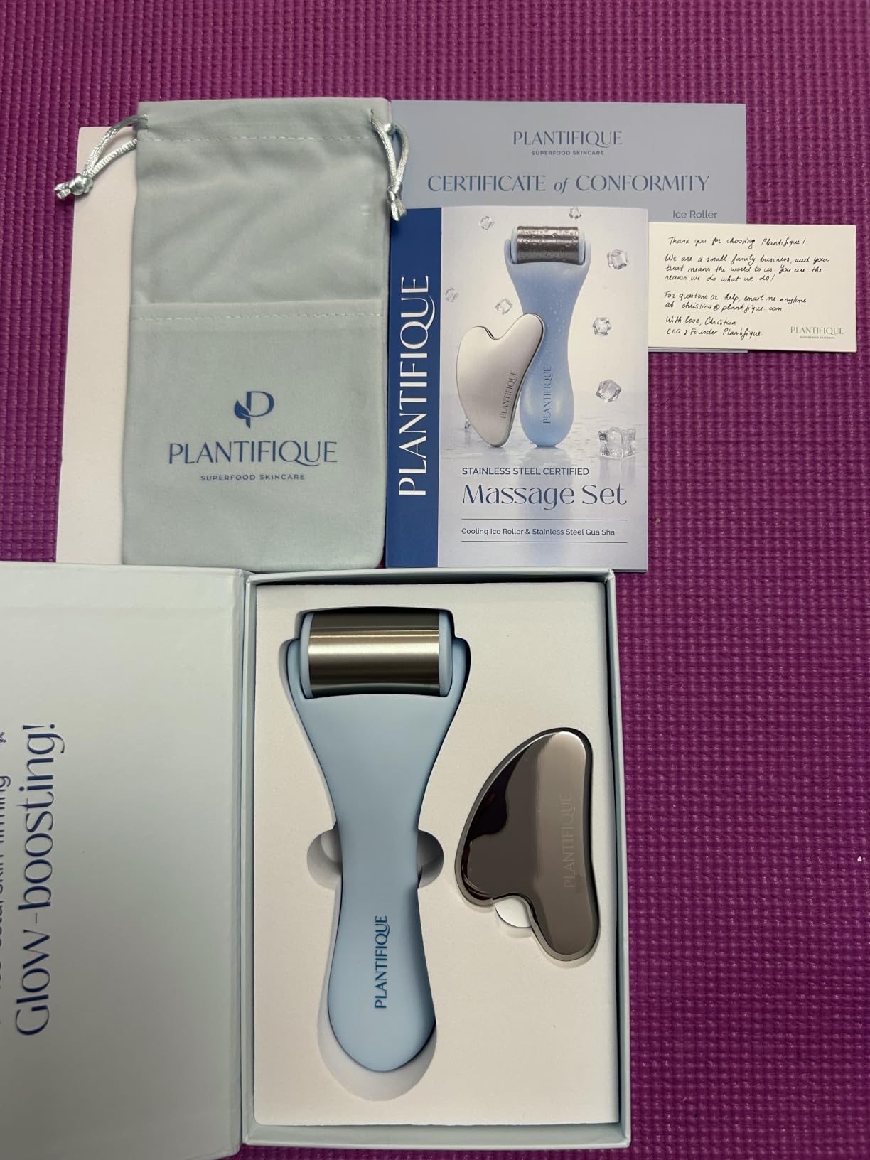 PLANTIFIQUE Ice Roller for Face & Eyes - Reduce Puffiness & Soothe Skin, Stainless Steel Face Roller with Cooling Gel Beads, Lymphatic Drainage Massager customer photo 2