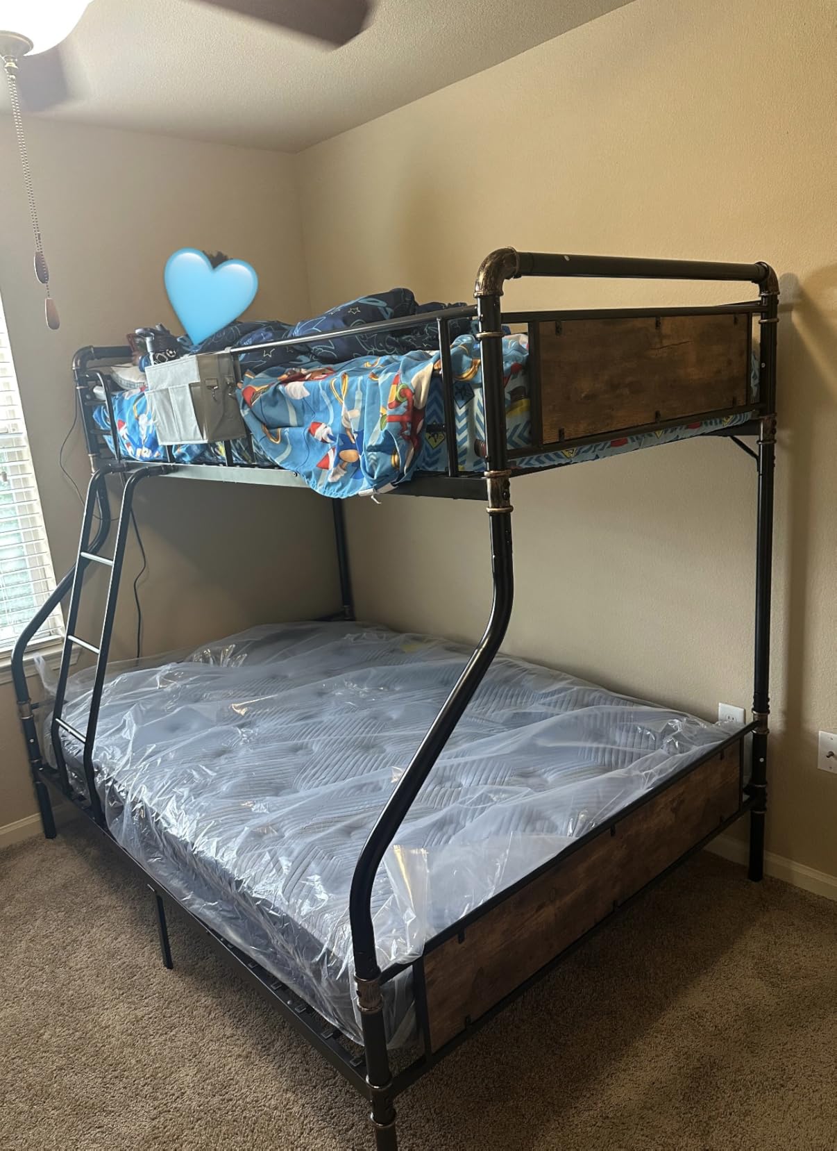 Bunk Bed Twin Over Full, Heavy Duty Metal Bunkbeds with Ladder and Full-Length Guardrail, Convertible into 2 Individual Beds for Kids, Teens and Adults, Under-Bed Storage Space, Vintage Brown customer photo 1