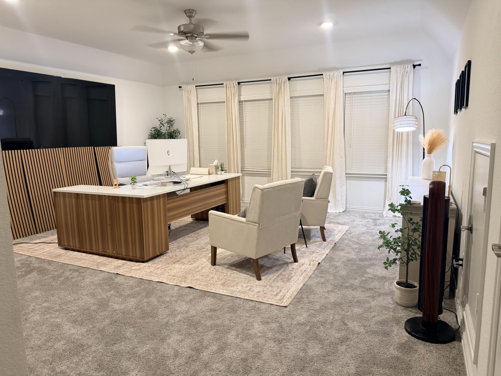 Tribesigns 85.8-Inch L-Shaped Executive Office Desk with File Drawers & Storage Cabinet, Professional Corner Computer Desk Extra Large Business Workstation with Adjustable Shelves (Gray&Black) customer photo 2