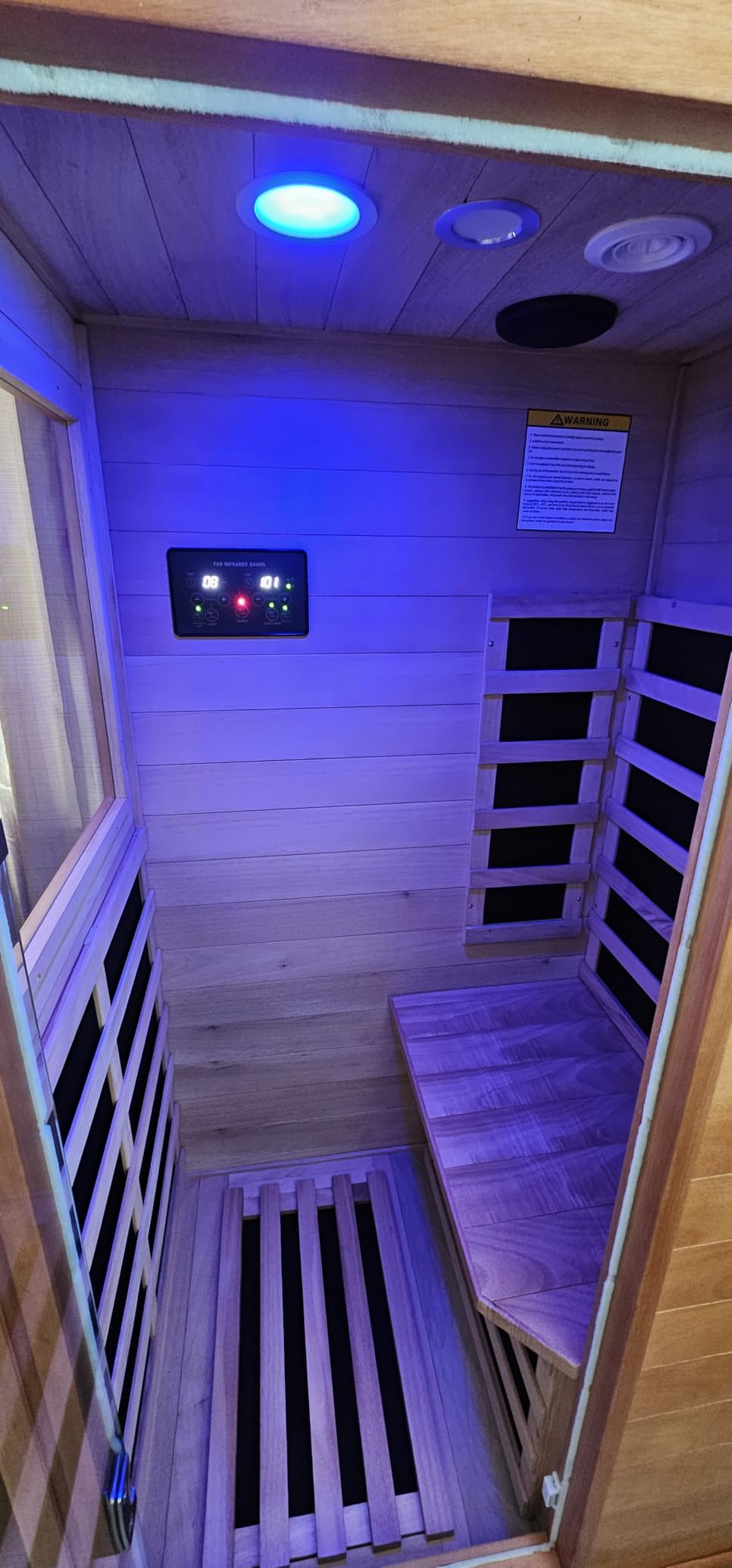 OUTEXER Traditional Steam Sauna 240V 3KW Home Spa Room for 2-3 Person, Steam Wet Indoor Saunas with Heater, Sauna Stone, Water Bucket, Ladle, LED Lights customer photo 2