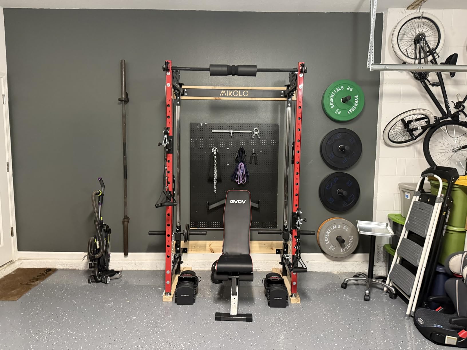 Wall Mounted Weight Plate Rack, Olympic Weight Plate Holder, 2-Inch | Heavy-duty steel organizer for home gym and garage gym use supports 275 lb customer photo 1