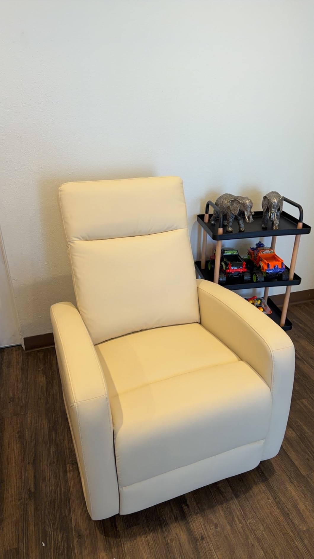 YBJ Wall Hugger Power Recliner, Faux Leather, Adjustable Headrest, Brown | Zero-wall electric recliner with adjustable footrest and USB-C charging for RV, home theater, living room, or bedroom customer photo 1