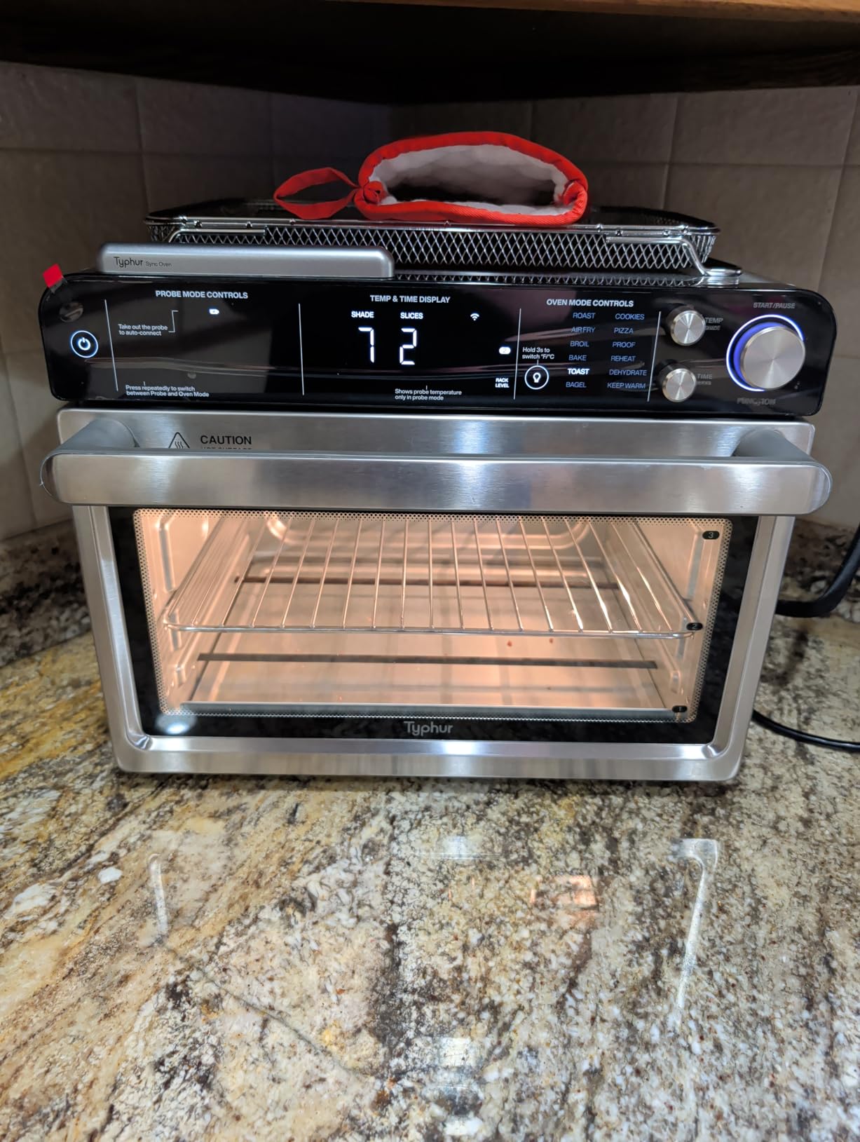 Typhoon Sync Oven with Smart AI Wireless Meat Thermometer Probe, 12-in-1 Countertop Air Fryer Toaster Oven Combo, 360° Turbo Convection, Dehydrator, Recipe & 5 Accessories, Large 27QT, Stainless Steel customer photo 1