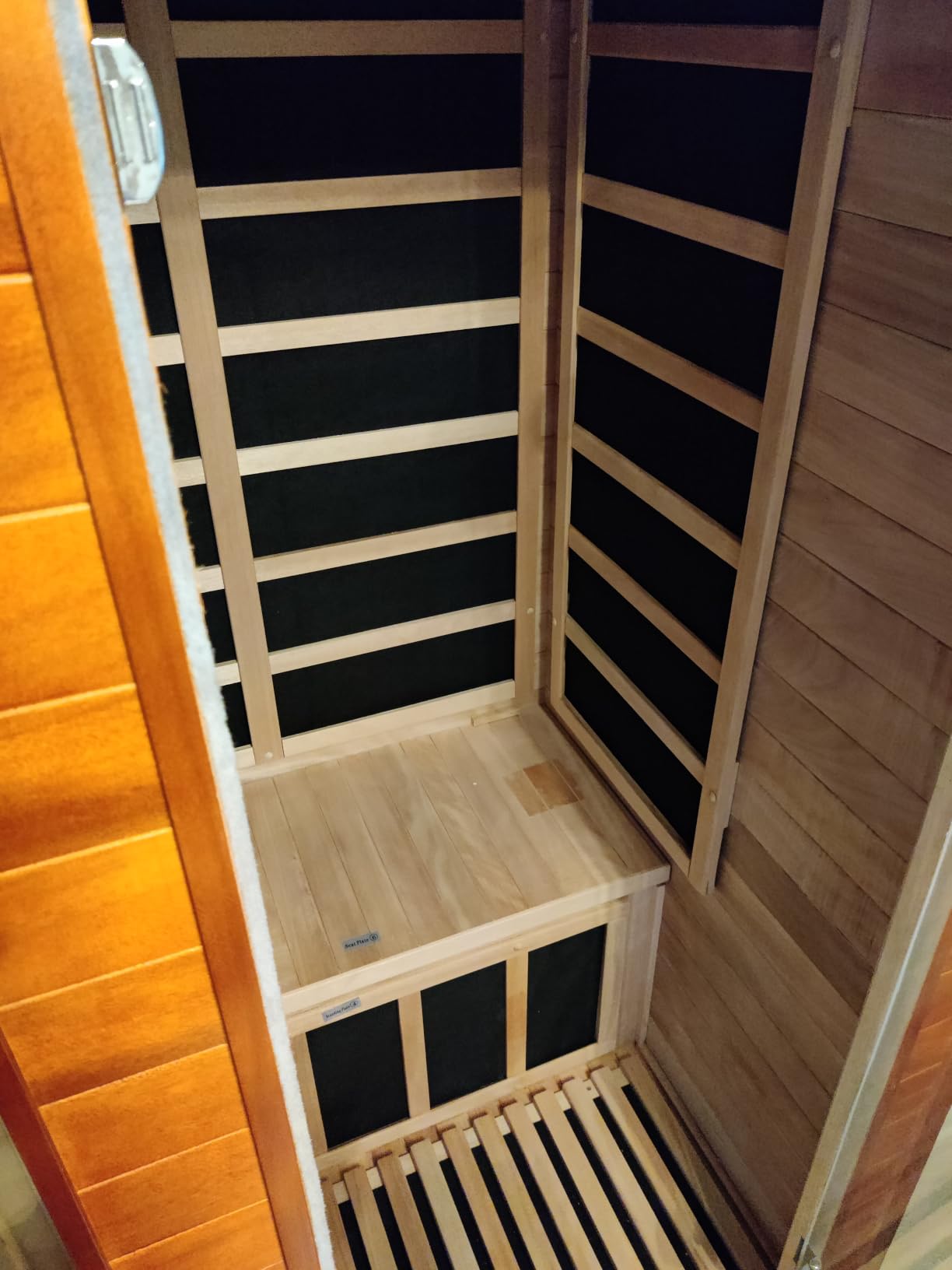 1-2 Person Infrared Sauna, Dry Heat Sauna with Red Light Therapy, Bluetooth, Radio, 7-Color Therapy Light for Home, Indoor, Gym, Wellness Center, 40 x 36 x 73, Brown customer photo 2