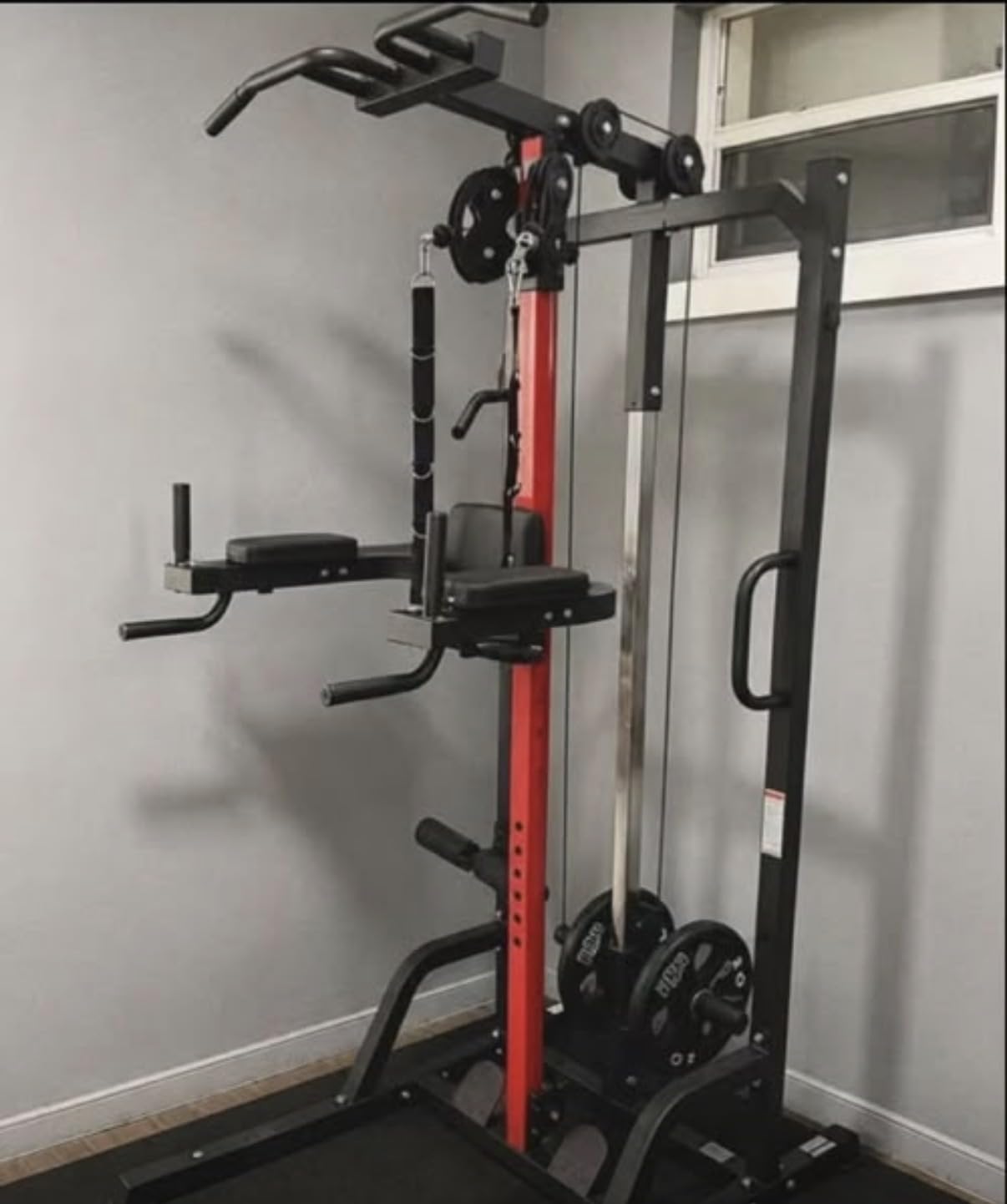 Pull Up Bar Power Tower Dip Station,Cable Machine-Integrated 450LBS Multi-Function Adjustable Height Fitness Strength Training Equipment for Home Gym Strength Training Equipment customer photo 1