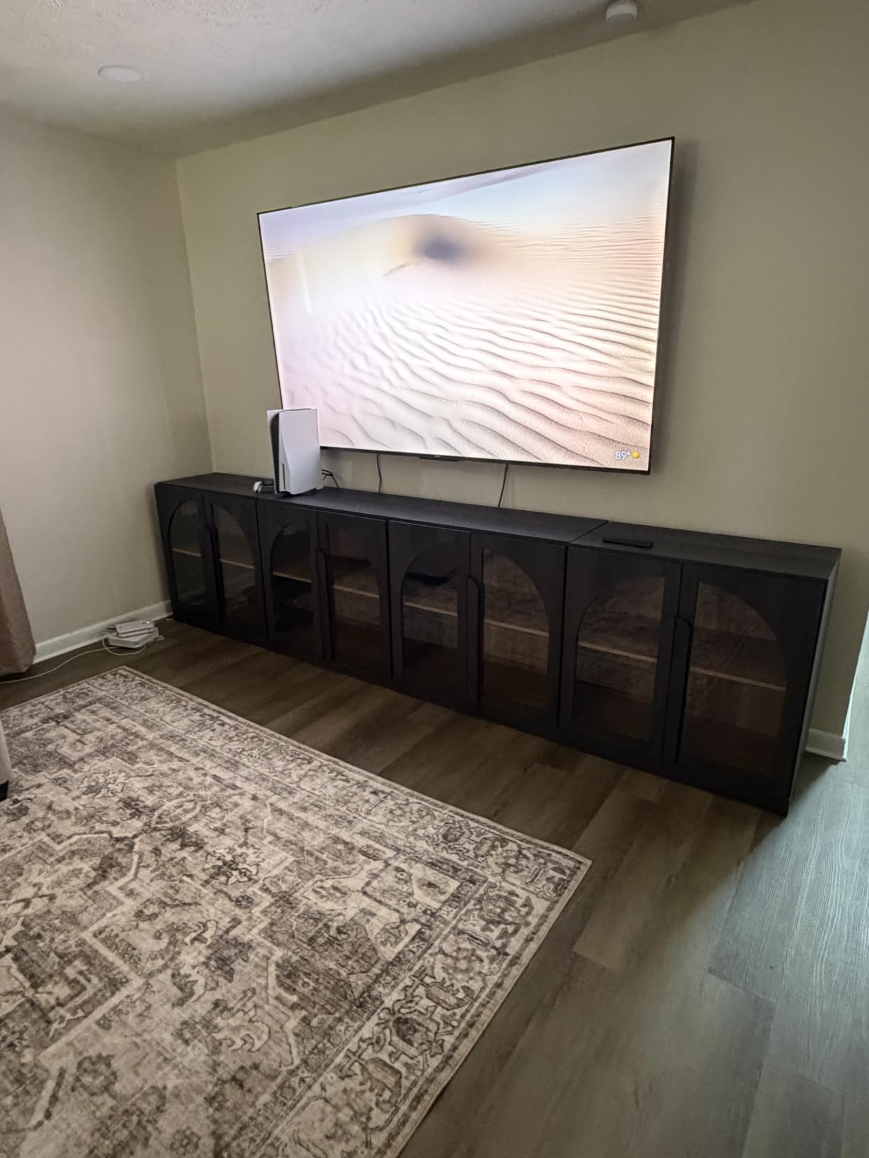 BELLEZE Modular Sideboard with Arched Glass Door, Accent Display Buffet Cabinet with Storage and Adjustable Shelves, Classic Modern Credenza for Living Room Kitchen Entryway (Camel) customer photo 2