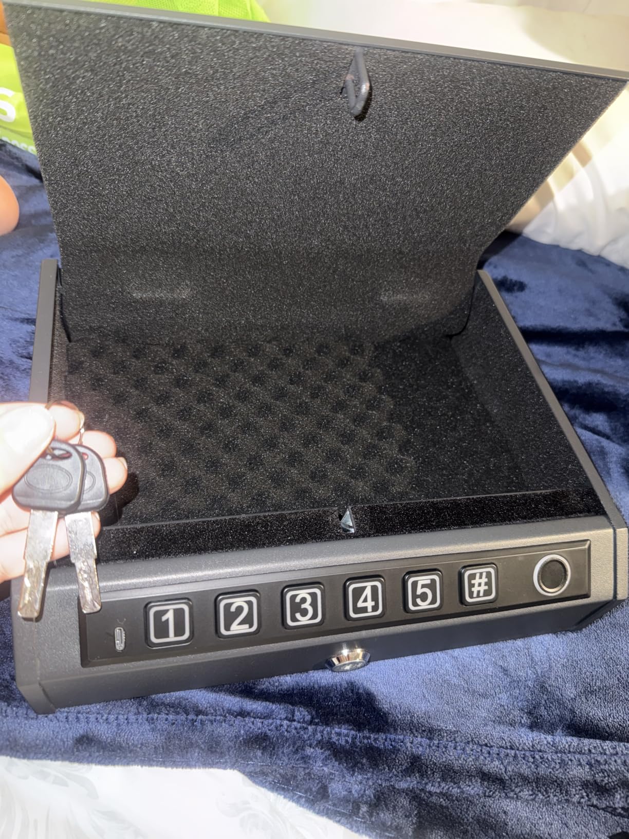 Biometric Gun Safe for Handgun, Drop Slot Compatible for 2-3 Pistols | Fingerprint Pistol Safe, Fits 2-3 Handguns, Quick Access, LED Light, Stealth Mode, Security Cable, Portable Lock Box customer photo 1