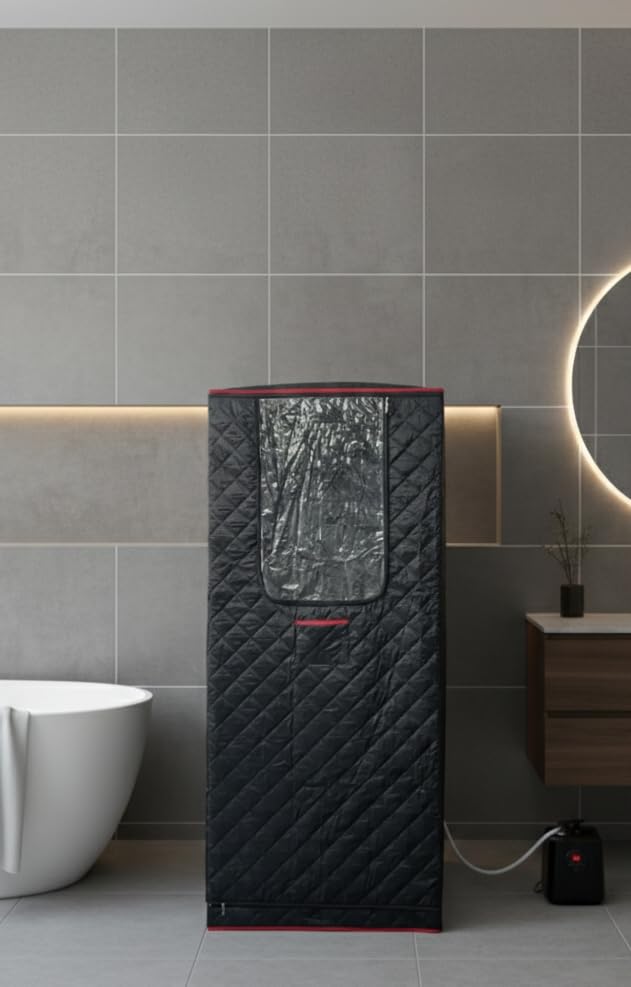 Manastin Upgraded Portable Steam Sauna for Home, Sauna Tent with 3L/1200W Steamer, XL Foldable and Remote Control, 99-Min Timer & 15 Power Levels, 2.6' x 2.6' x 5.9' Detox Spa for Relaxation, Jet Black customer photo 2