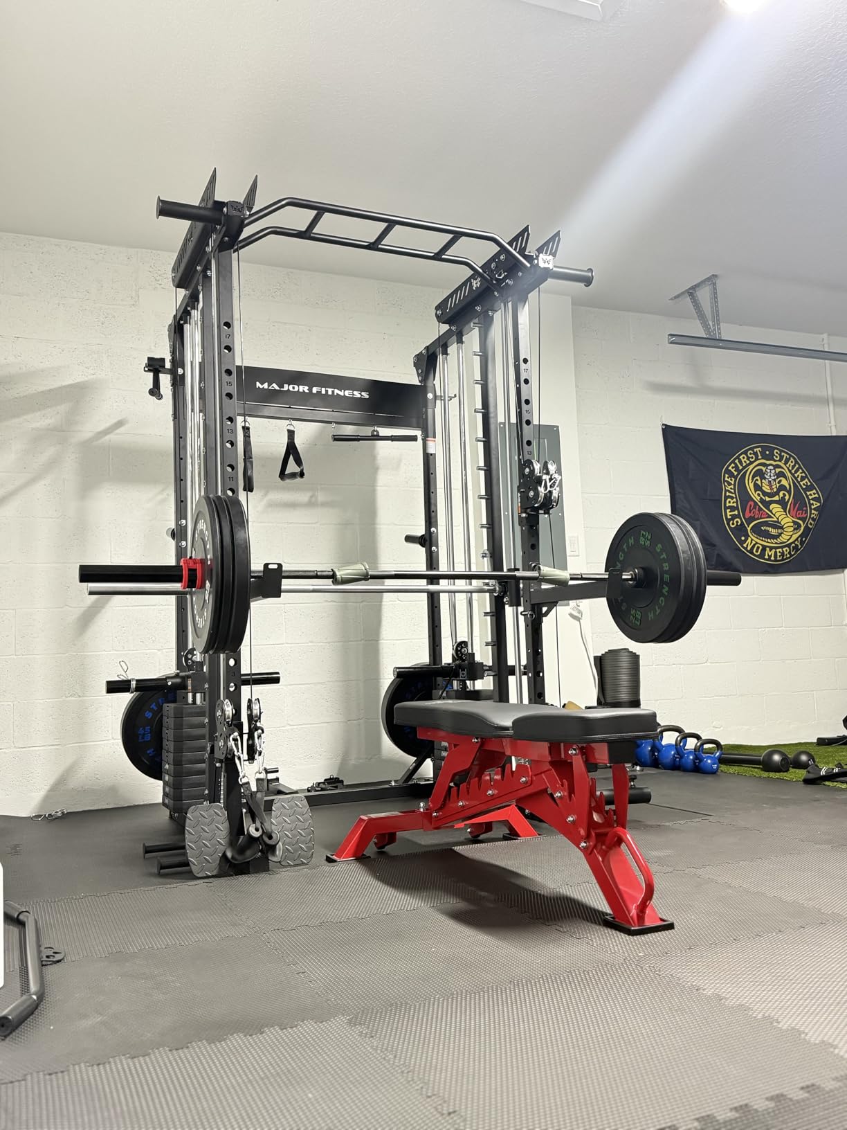 Drone MAX V Smith Machine with Weight Stacks, All-in-One Home Gym Squat Rack--2500LB Capacity, Dual LAT Pull-Down Systems & Cable Crossover Machine, Heavy-Duty Full-Body Workout Machine customer photo 2