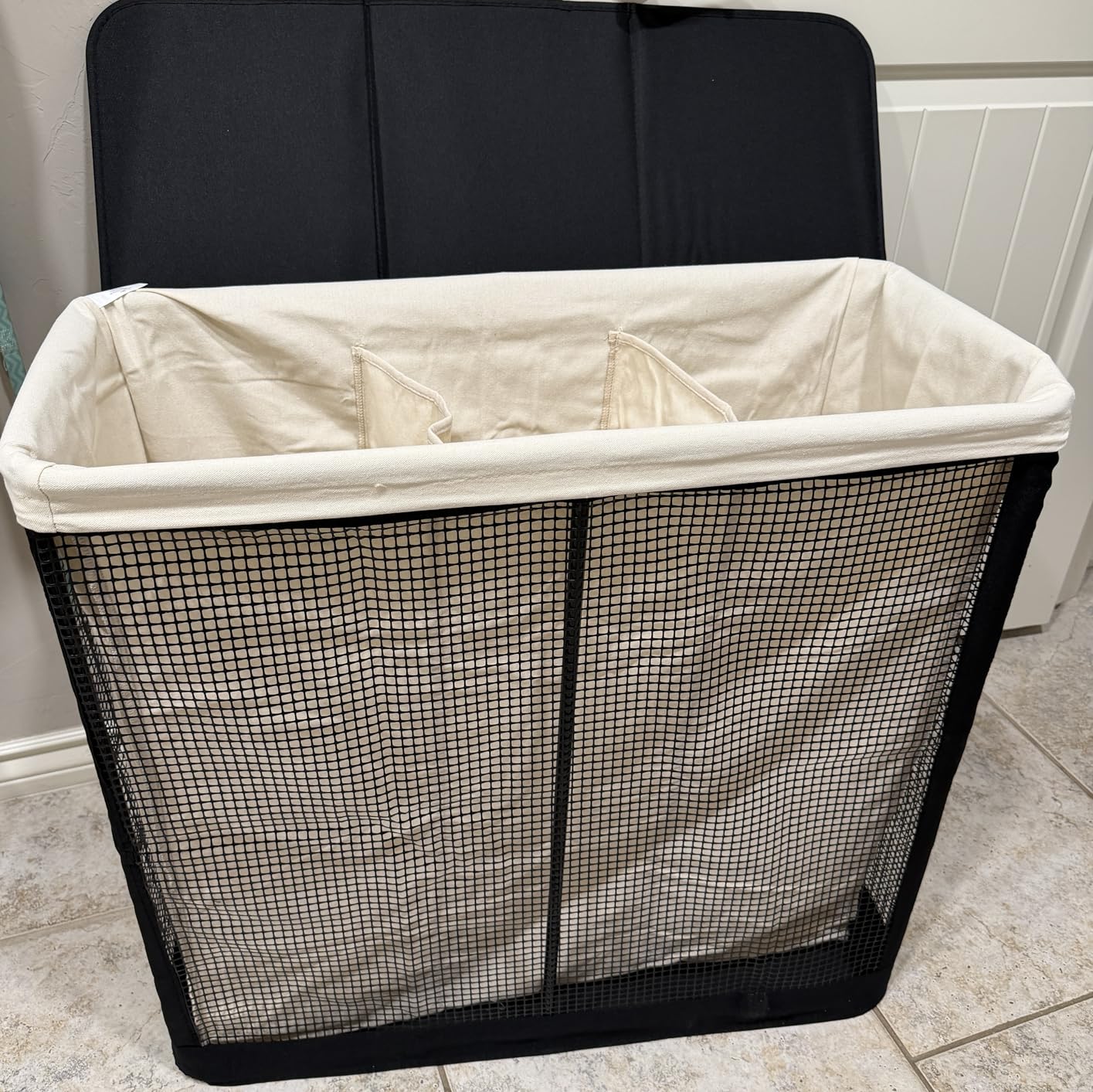 STO STO Laundry Hamper 3 Section with Lid, 180L Large 3 Compartment Laundry Sorter, Laundry Basket with Removable Washable Liner Bag, Breathable Clothes Hamper for Bedroom Bathroom Laundry Room Closet customer photo 2