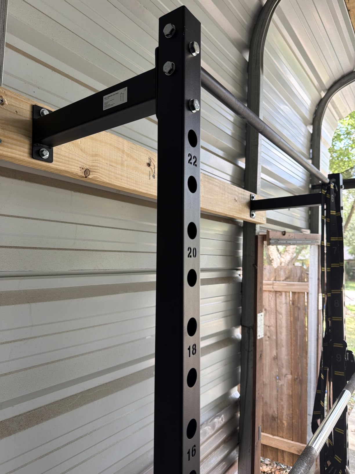 SPORTSOUL Wall Mounted Squat Rack, 900 lbs Power Rack with Pull Up Bar | 900 lbs Capacity, Space-Saving Wall Mount Design, Adjustable J-Hooks, Multi-Exercise Home Gym Setup customer photo 1