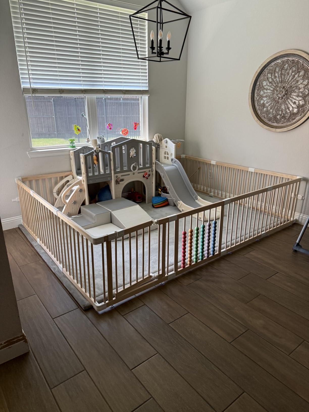 Wooden Baby Playpen, 10 Panels Fence for Babies and Toddlers 83