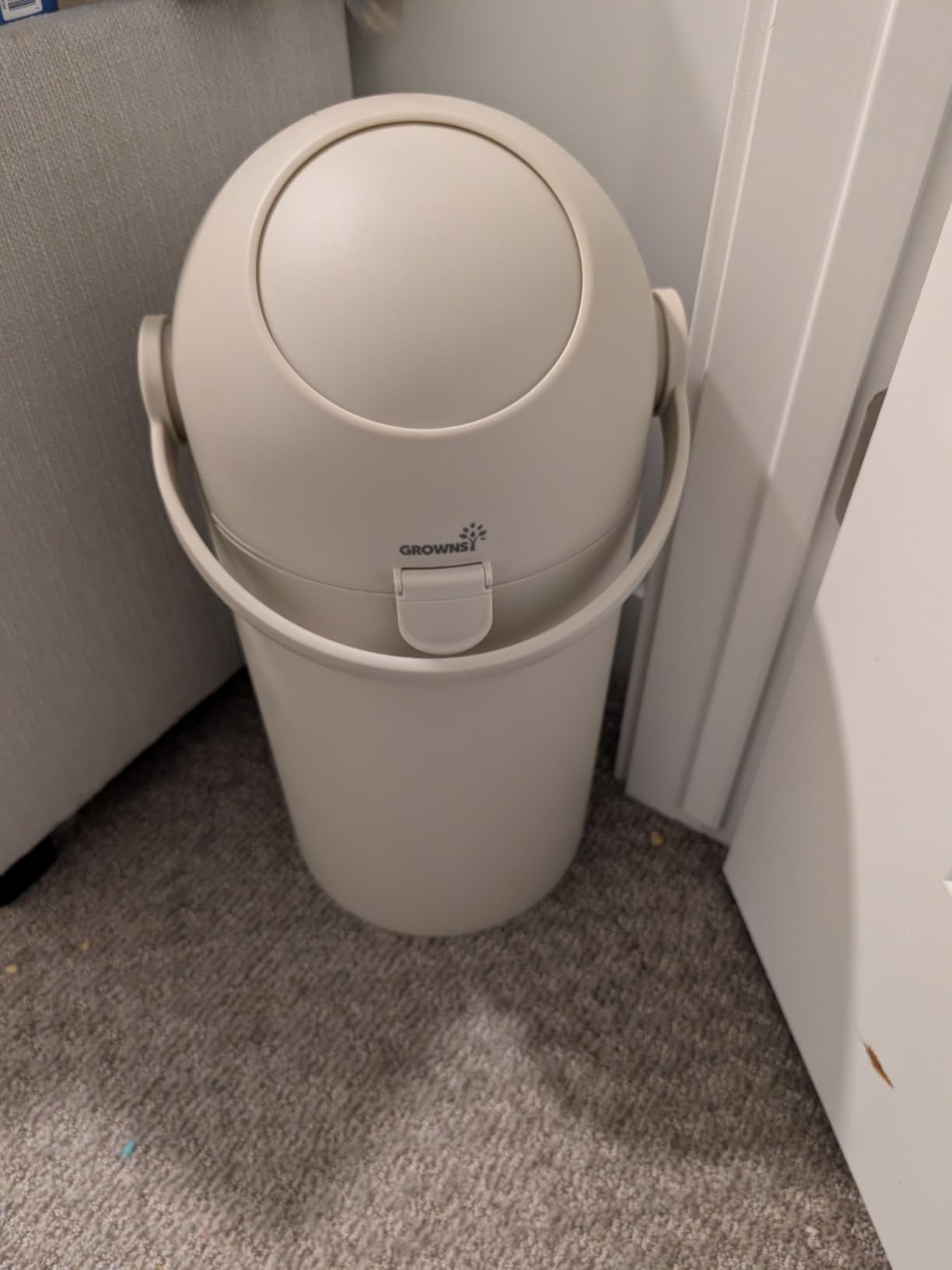 Grownsy Odor-Locking Baby Diaper Pail with Dual-Barrier Design, White - No Special Bag Required, Parent-Friendly One-Handed Operation, Space-Saving Nursery Fit customer photo 2